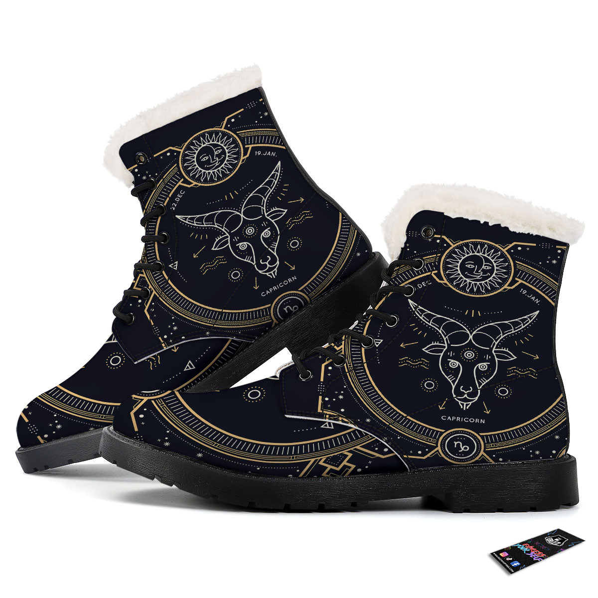 Zodiac Sign Vintage Capricorn Print Winter Boots-grizzshop