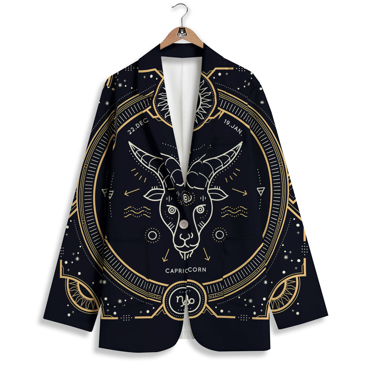 Zodiac Sign Vintage Capricorn Print Women's Blazer-grizzshop