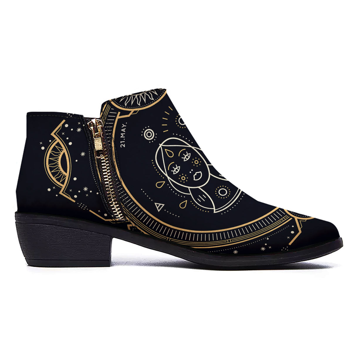 Zodiac Sign Vintage Gemini Print Ankle Boots-grizzshop