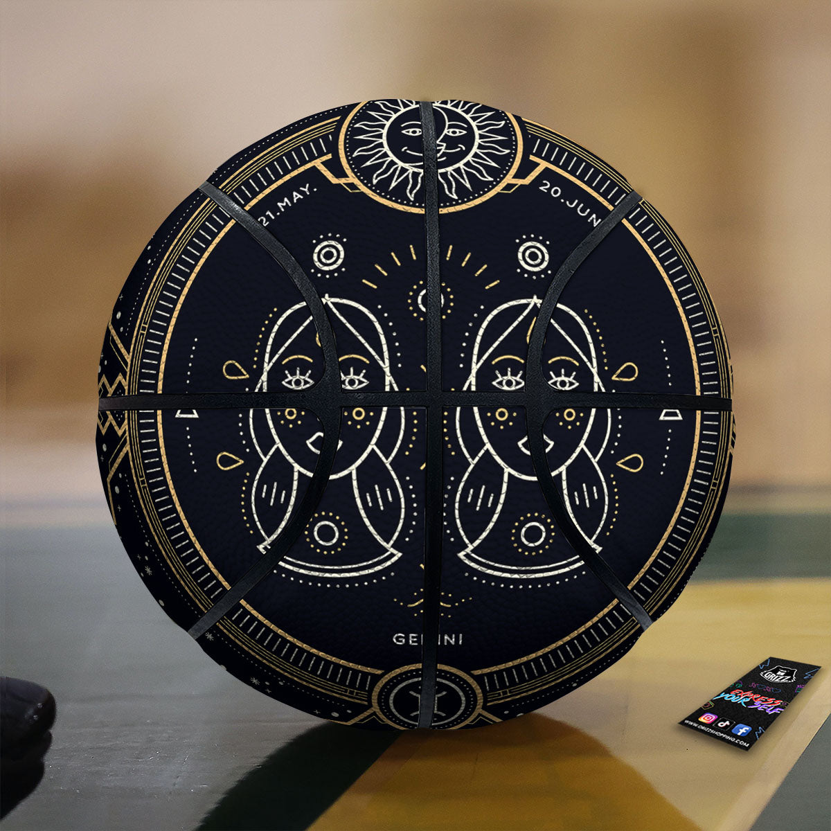 Zodiac Sign Vintage Gemini Print Basketball-grizzshop