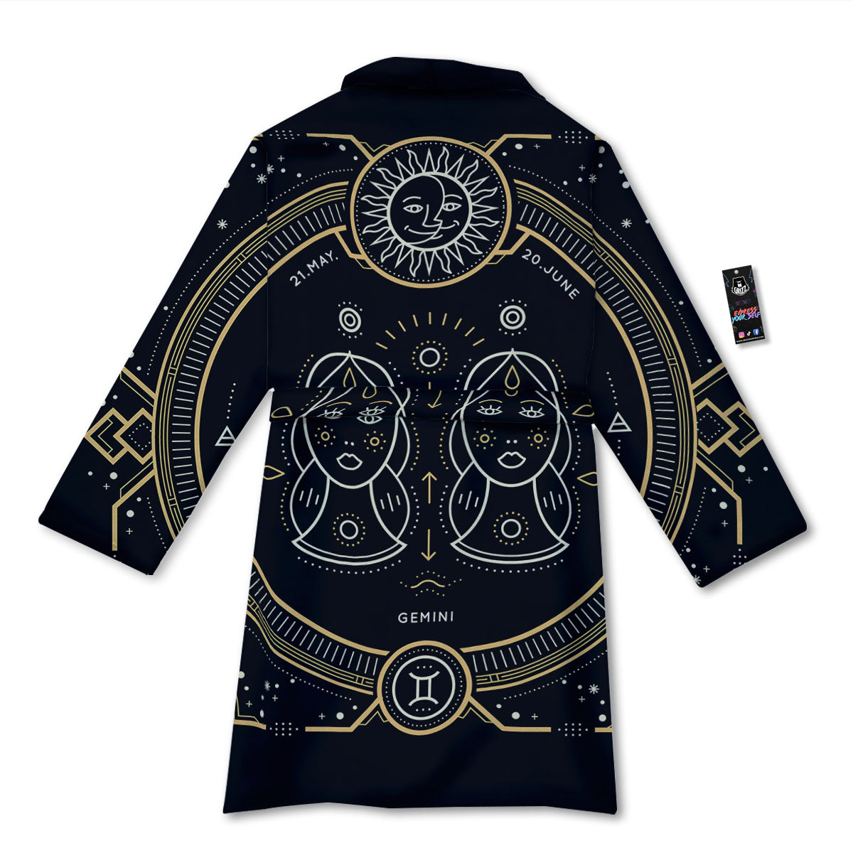 Zodiac Sign Vintage Gemini Print Bathrobe-grizzshop