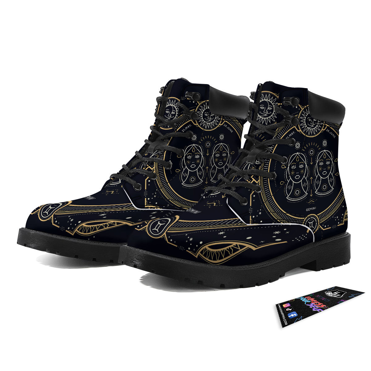 Zodiac Sign Vintage Gemini Print Boots-grizzshop
