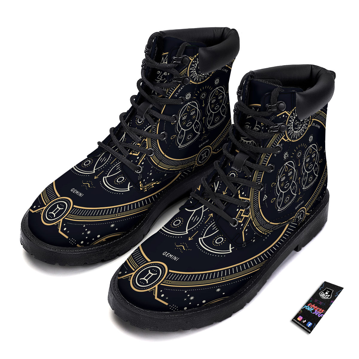 Zodiac Sign Vintage Gemini Print Boots-grizzshop