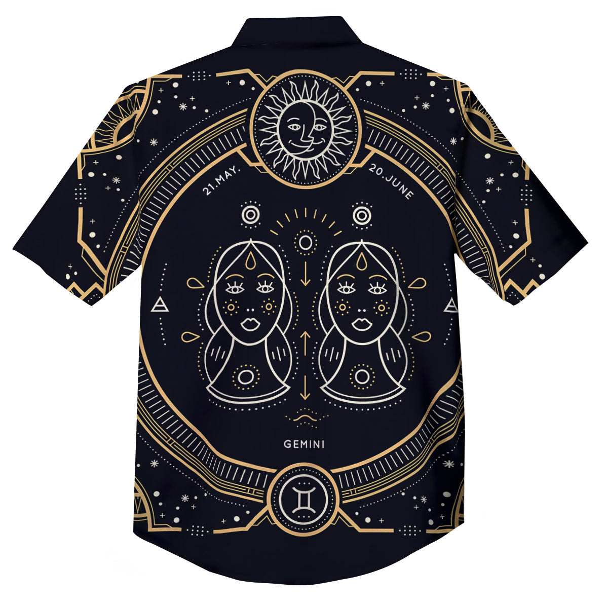 Zodiac Sign Vintage Gemini Print Button Up Shirt-grizzshop