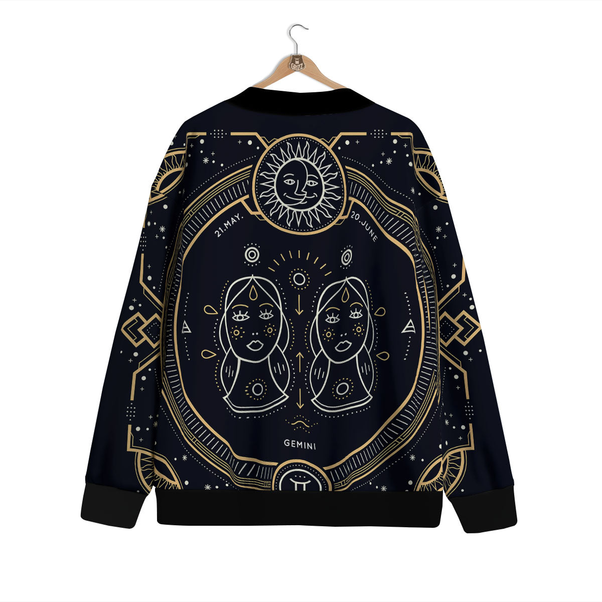 Zodiac Sign Vintage Gemini Print Cardigan-grizzshop