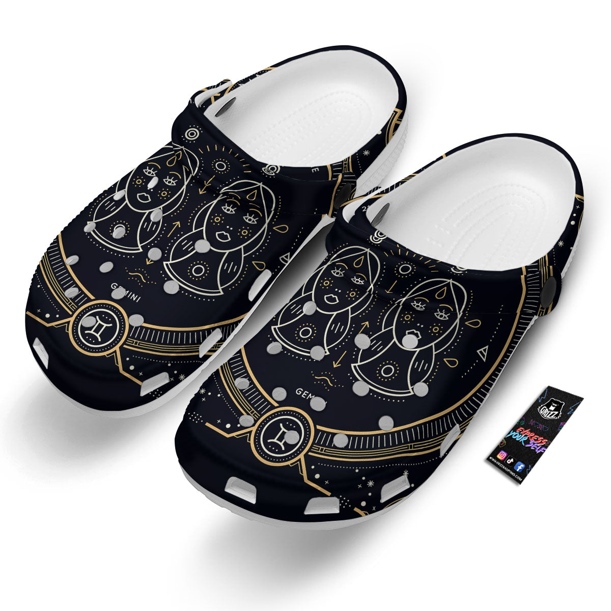 Zodiac Sign Vintage Gemini Print Clog-grizzshop