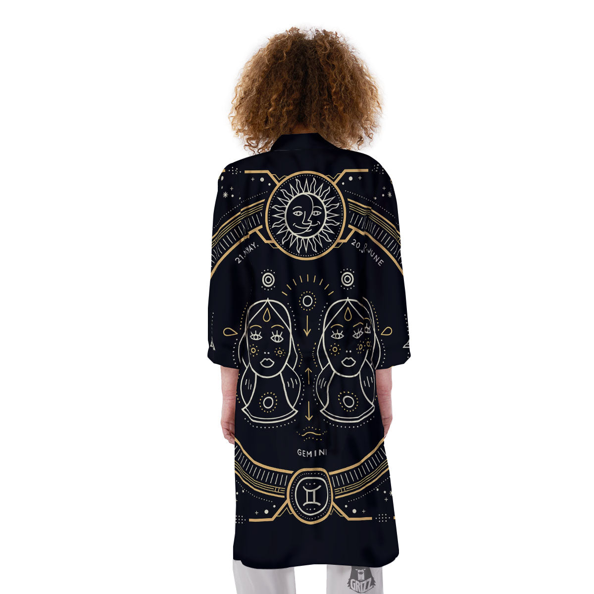 Zodiac Sign Vintage Gemini Print Kimono-grizzshop
