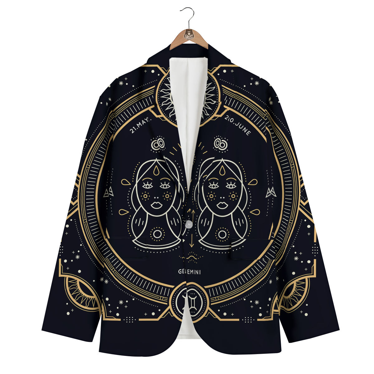 Zodiac Sign Vintage Gemini Print Men's Blazer-grizzshop