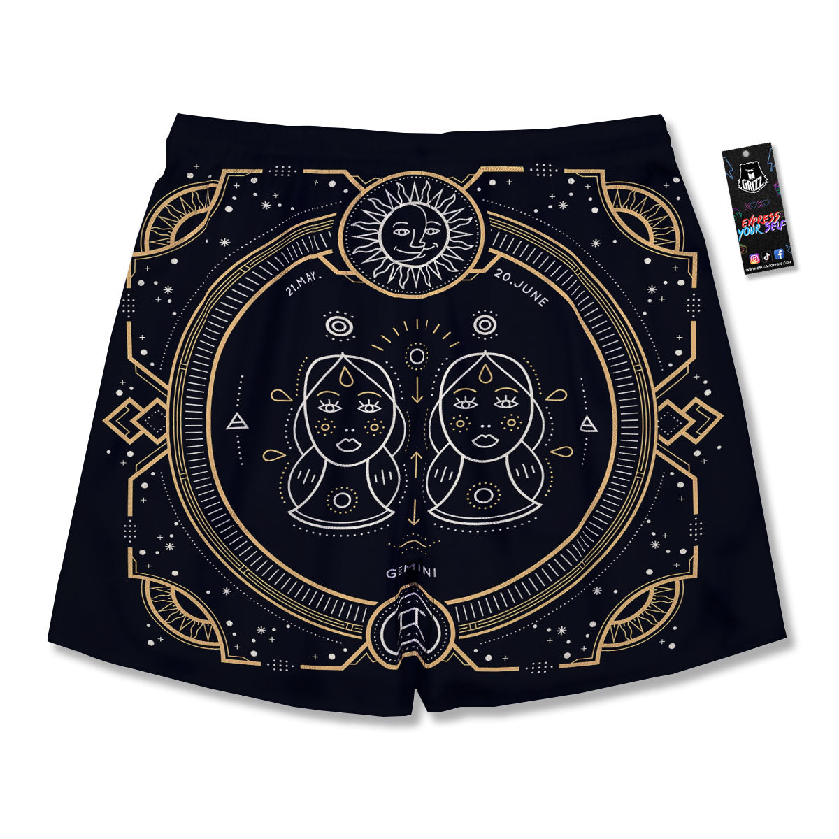 Zodiac Sign Vintage Gemini Print Men's Running Shorts-grizzshop