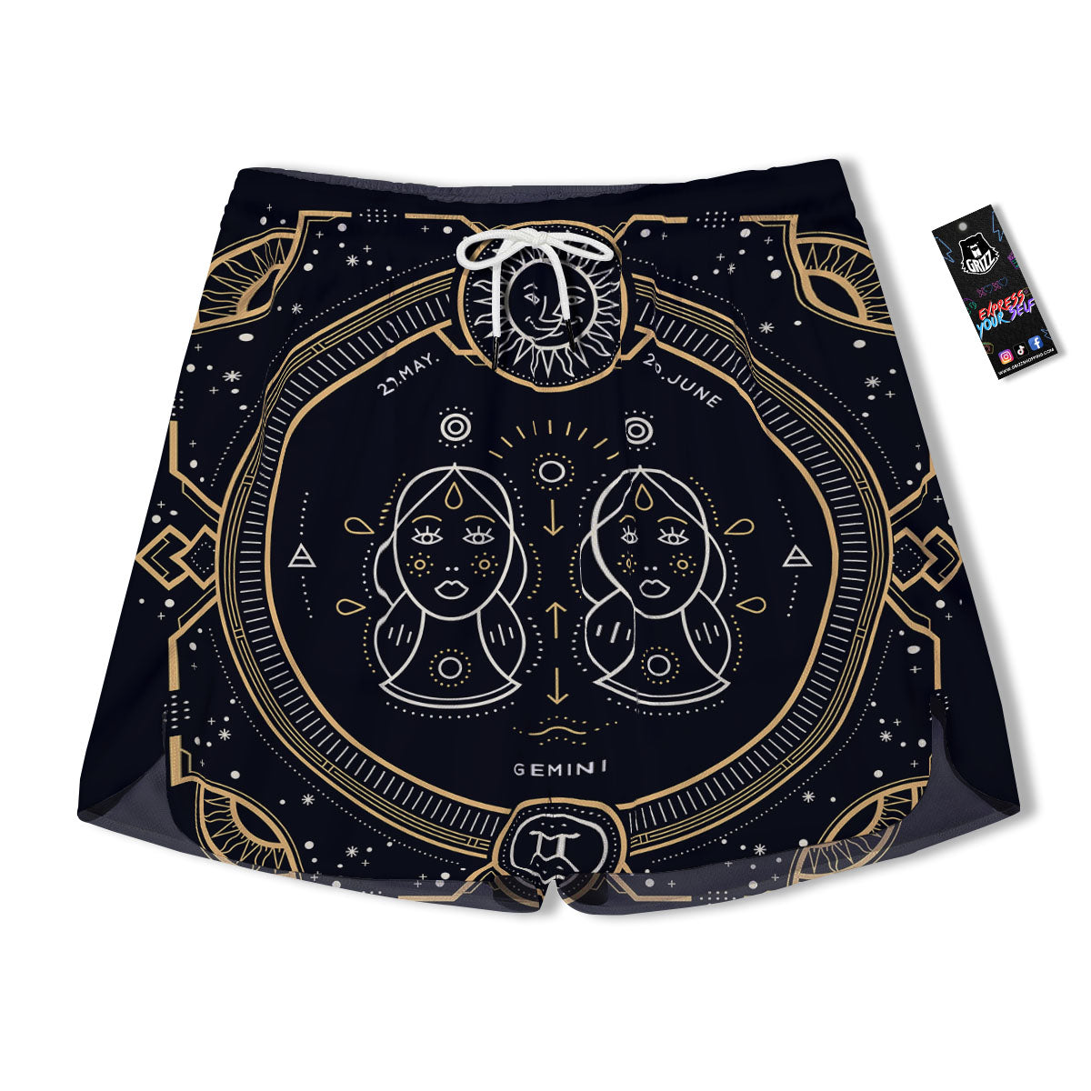 Zodiac Sign Vintage Gemini Print Men's Running Shorts-grizzshop