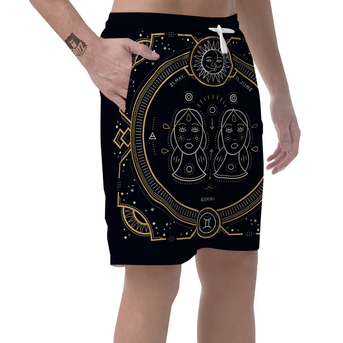 Zodiac Sign Vintage Gemini Print Men's Shorts-grizzshop