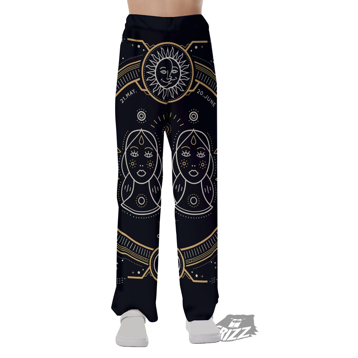 Zodiac Sign Vintage Gemini Print Pajama Pants-grizzshop