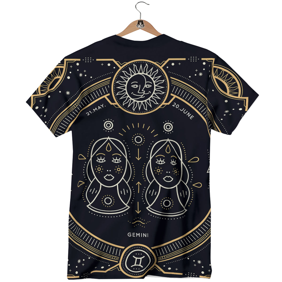 Zodiac Sign Vintage Gemini Print T-Shirt-grizzshop