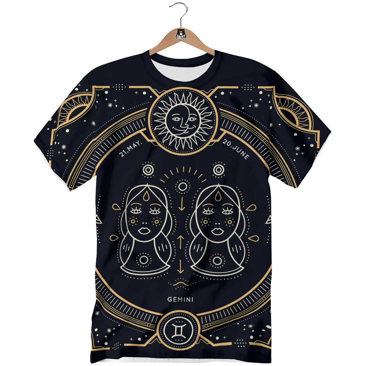 Zodiac Sign Vintage Gemini Print T-Shirt-grizzshop