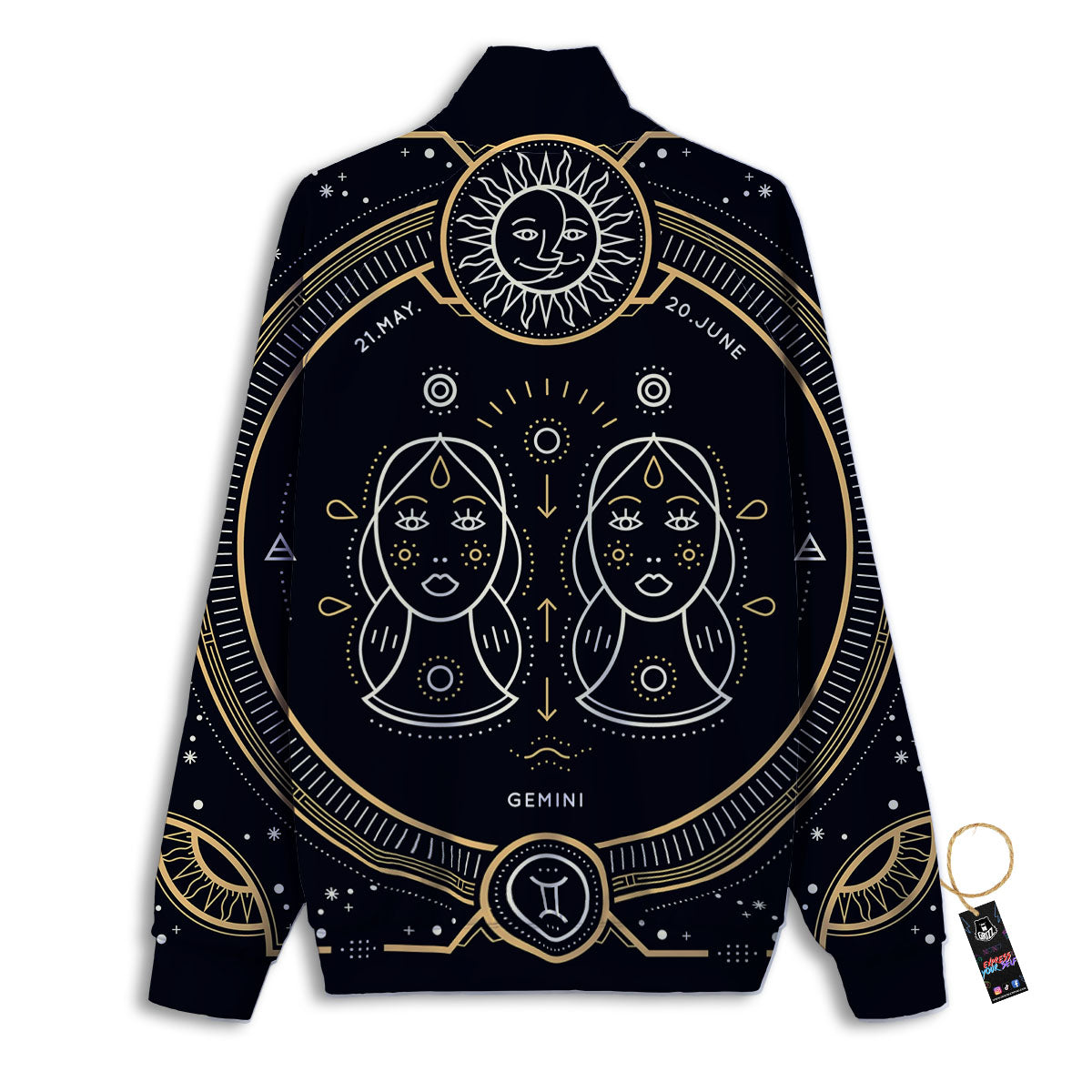 Zodiac Sign Vintage Gemini Print Track Jacket-grizzshop