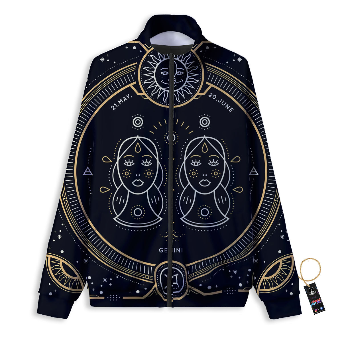 Zodiac Sign Vintage Gemini Print Track Jacket-grizzshop