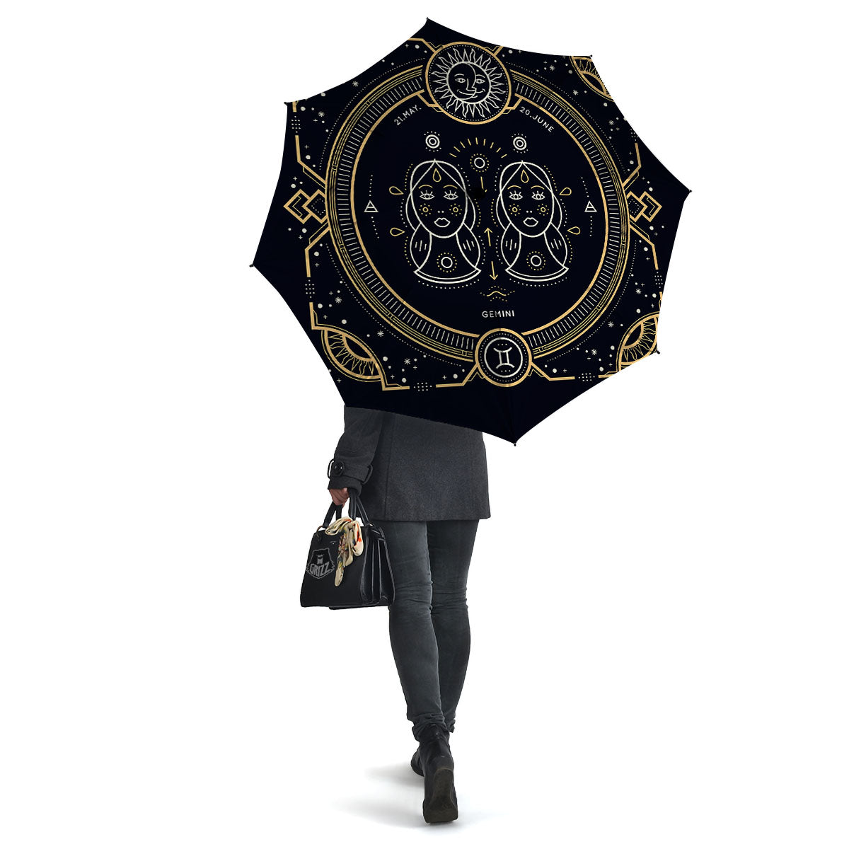 Zodiac Sign Vintage Gemini Print Umbrella-grizzshop