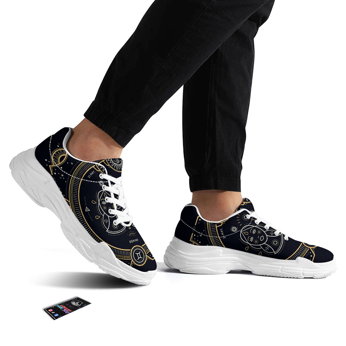 Zodiac Sign Vintage Gemini Print White Chunky Shoes-grizzshop