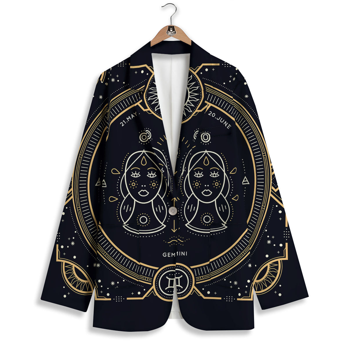 Zodiac Sign Vintage Gemini Print Women's Blazer-grizzshop