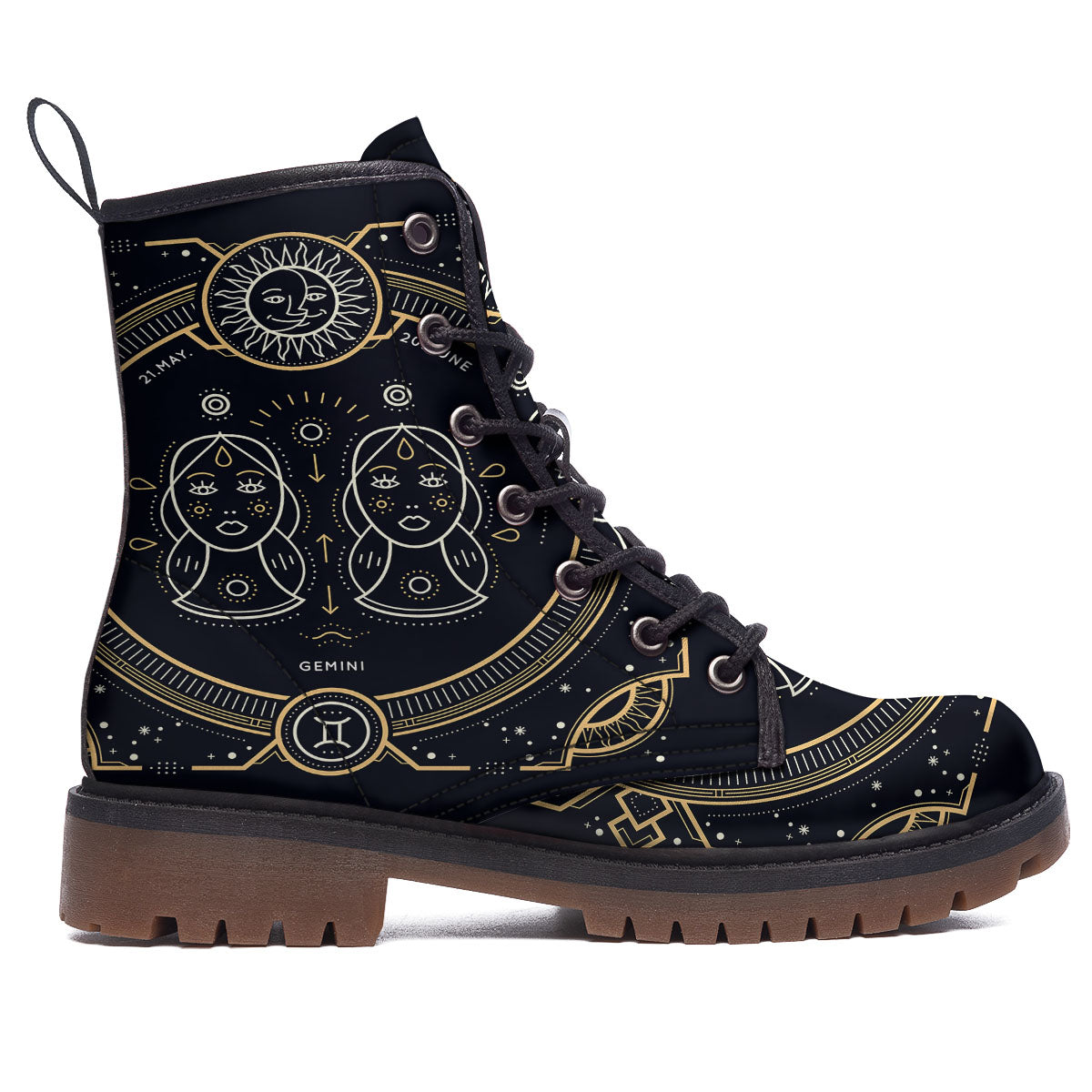 Zodiac Sign Vintage Gemini Print Work Boots-grizzshop