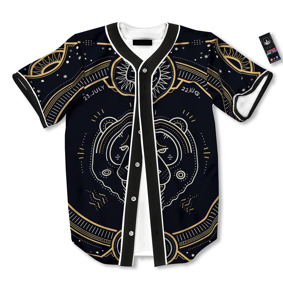 Zodiac Sign Vintage Leo Print Baseball Jersey-grizzshop