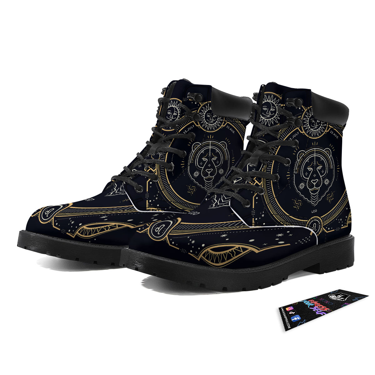 Zodiac Sign Vintage Leo Print Boots-grizzshop
