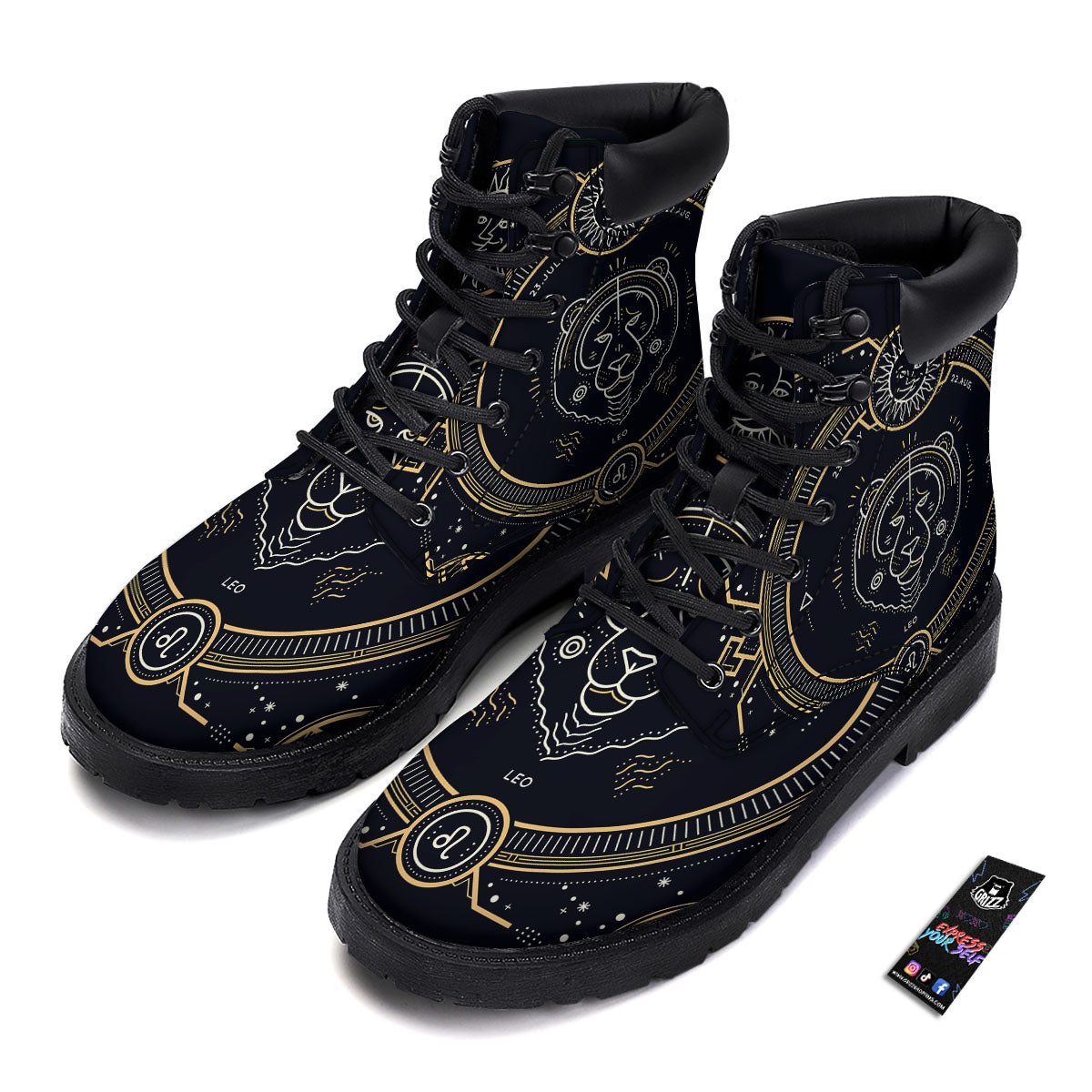 Zodiac Sign Vintage Leo Print Boots-grizzshop