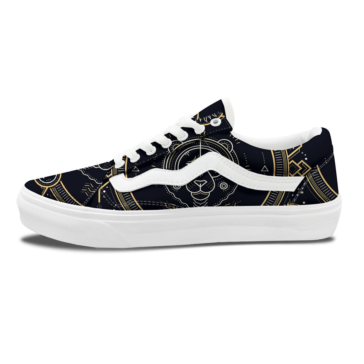 Zodiac Sign Vintage Leo Print Skate Shoes-grizzshop