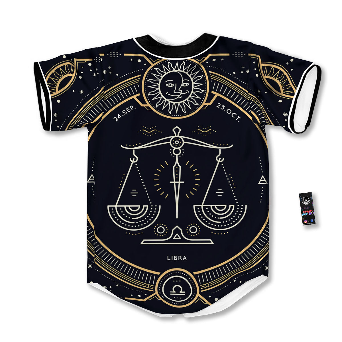 Zodiac Sign Vintage Libra Print Baseball Jersey-grizzshop