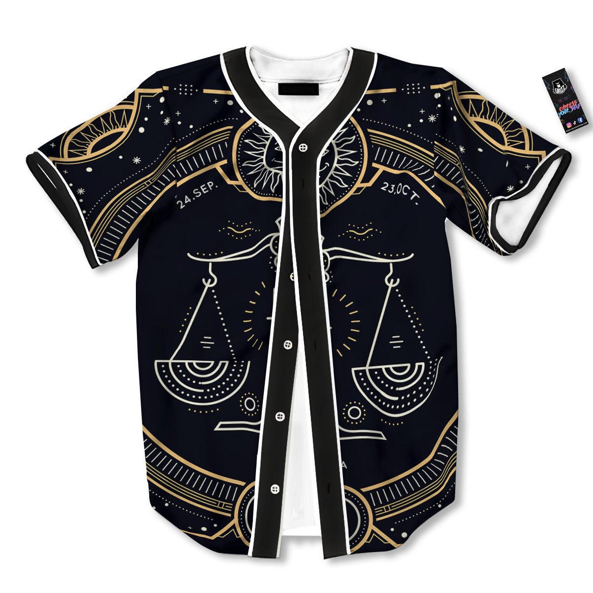 Zodiac Sign Vintage Libra Print Baseball Jersey-grizzshop