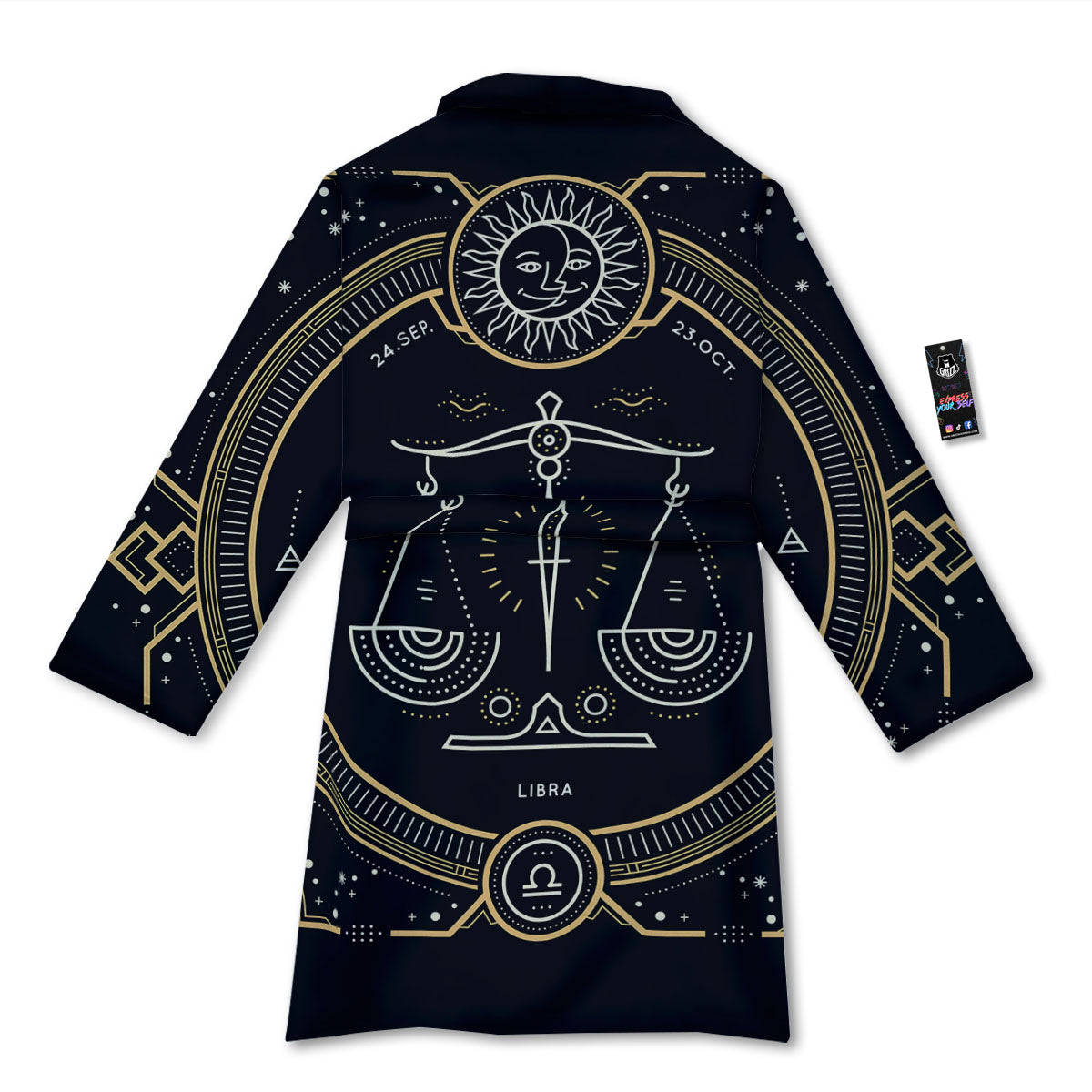 Zodiac Sign Vintage Libra Print Bathrobe-grizzshop