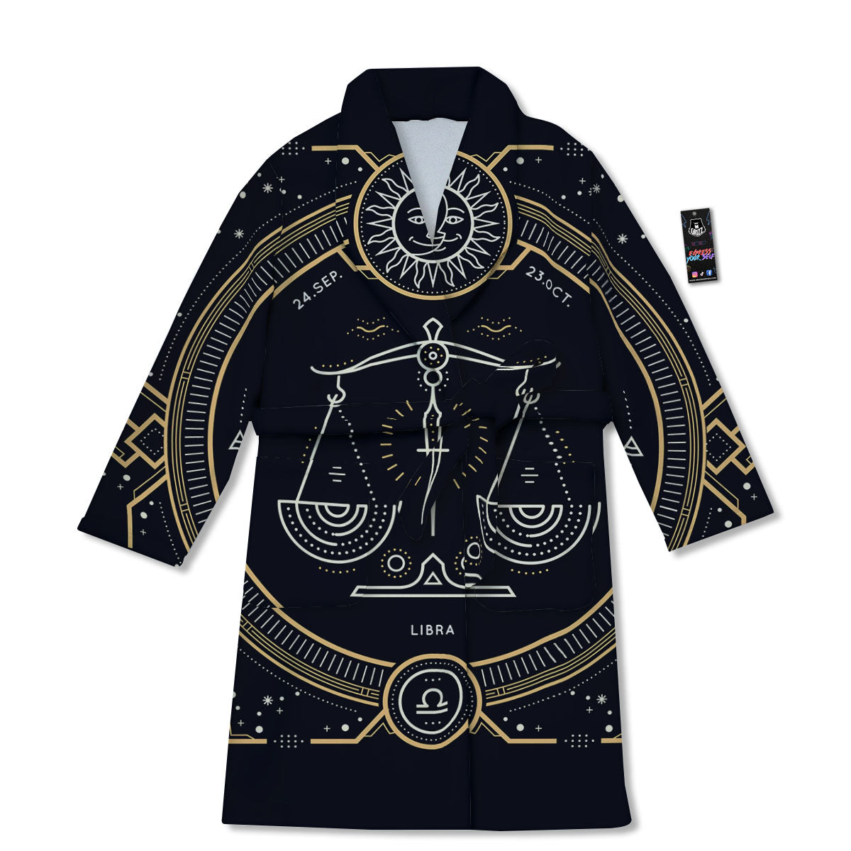 Zodiac Sign Vintage Libra Print Bathrobe-grizzshop