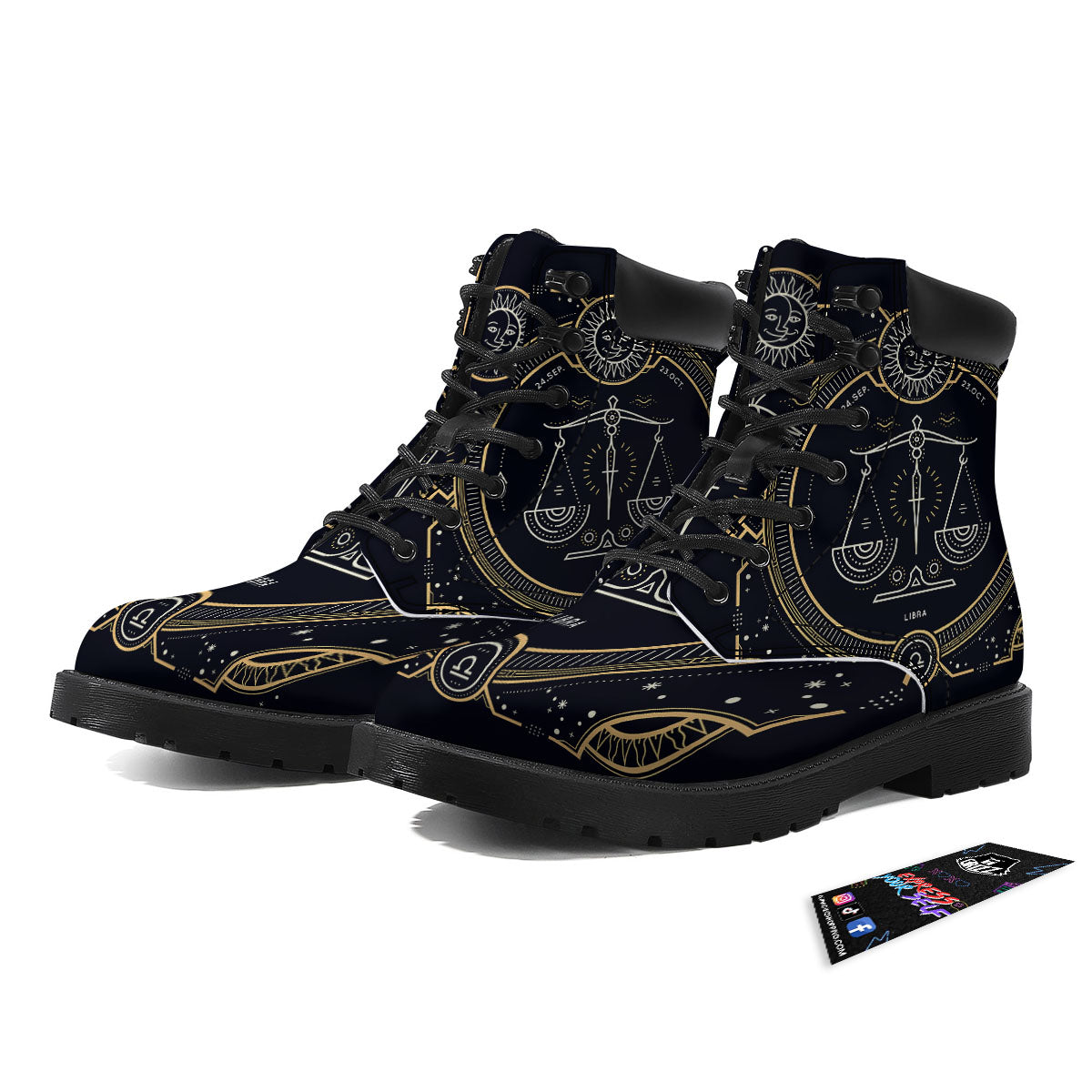 Zodiac Sign Vintage Libra Print Boots-grizzshop