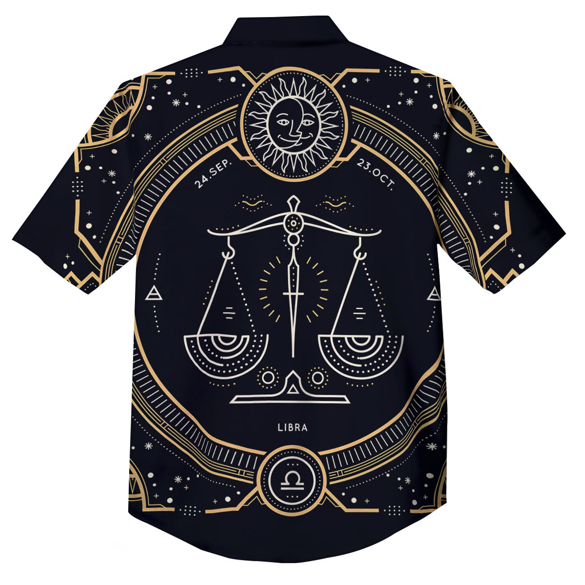 Zodiac Sign Vintage Libra Print Button Up Shirt-grizzshop