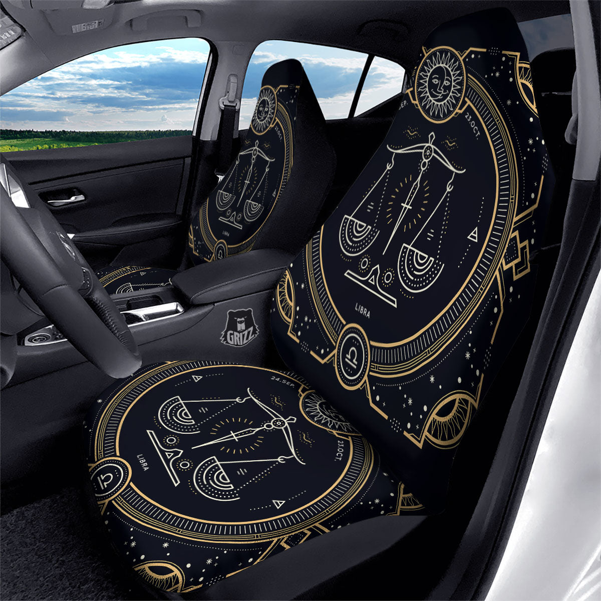 Zodiac Sign Vintage Libra Print Car Seat Covers-grizzshop