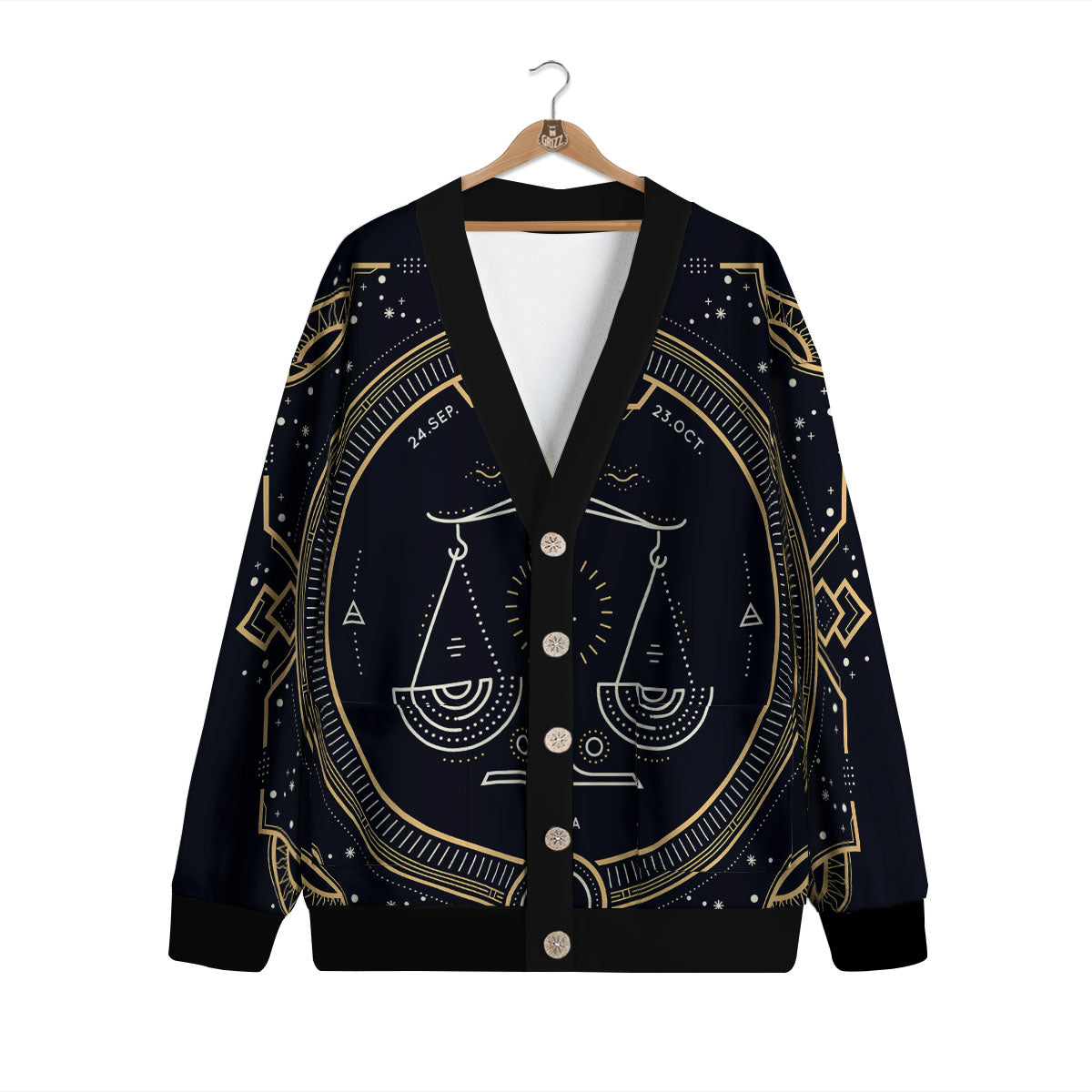 Zodiac Sign Vintage Libra Print Cardigan-grizzshop