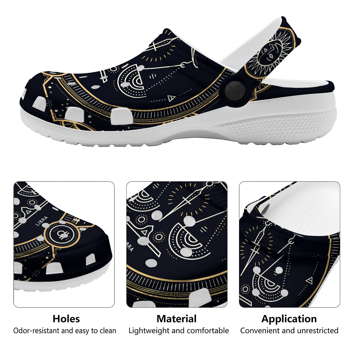 Zodiac Sign Vintage Libra Print Clog-grizzshop
