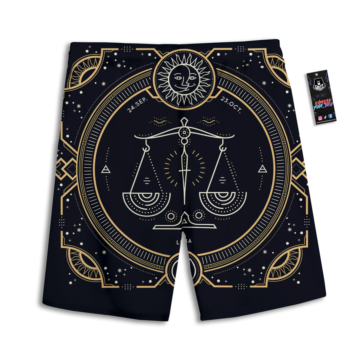 Zodiac Sign Vintage Libra Print Men's Athletic Shorts
