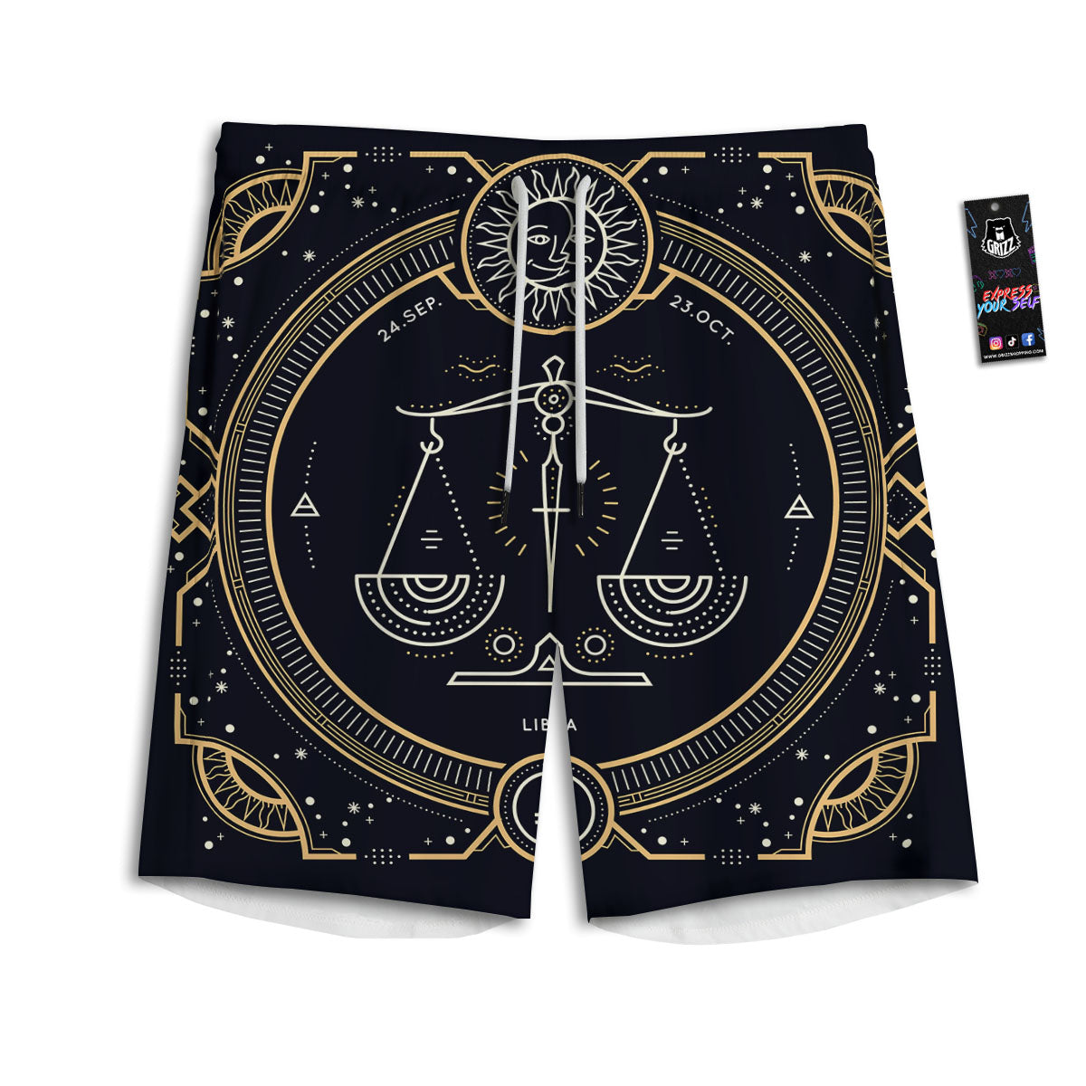 Zodiac Sign Vintage Libra Print Men's Athletic Shorts