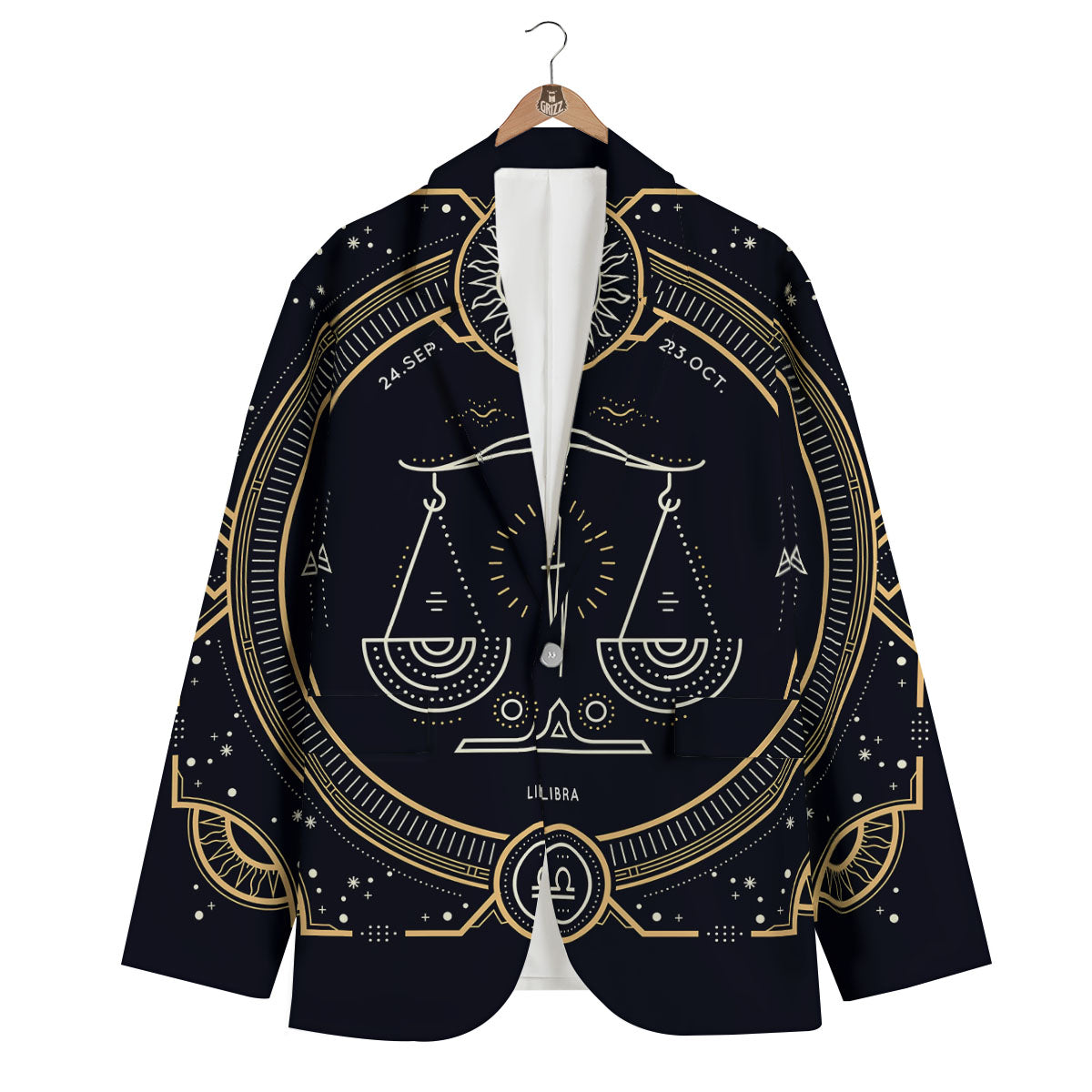 Zodiac Sign Vintage Libra Print Men's Blazer-grizzshop