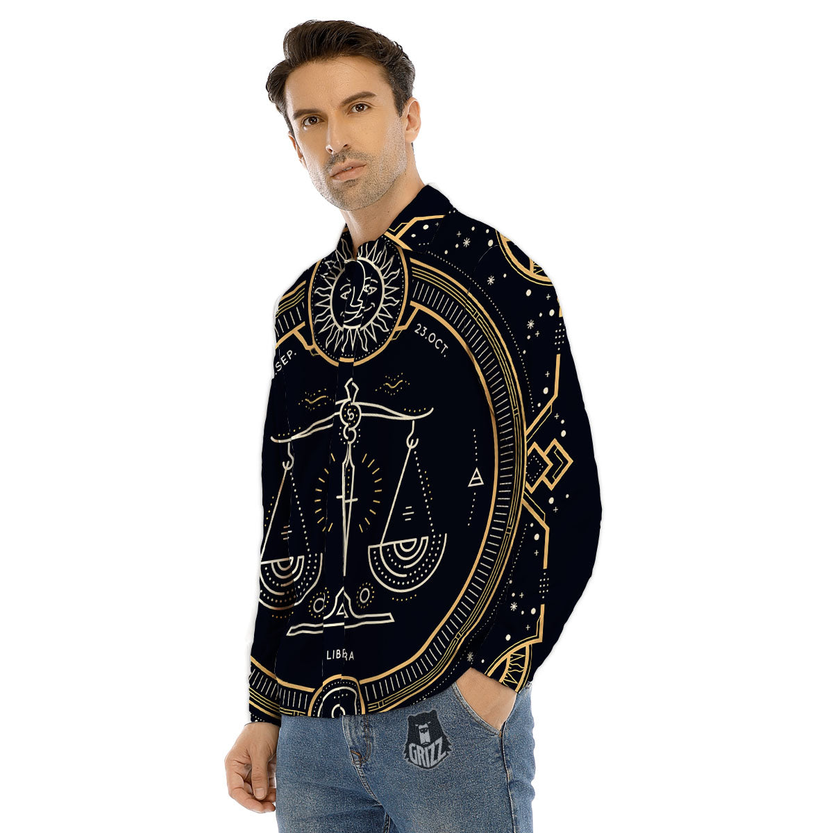 Zodiac Sign Vintage Libra Print Men's Dress Shirts-grizzshop