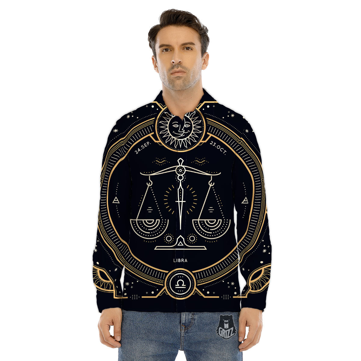 Zodiac Sign Vintage Libra Print Men's Dress Shirts-grizzshop