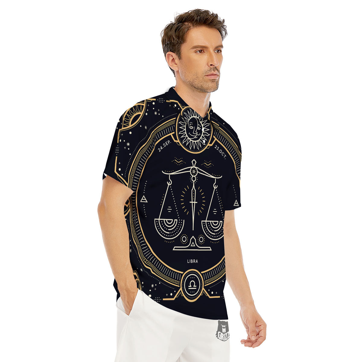 Zodiac Sign Vintage Libra Print Men's Golf Shirts-grizzshop