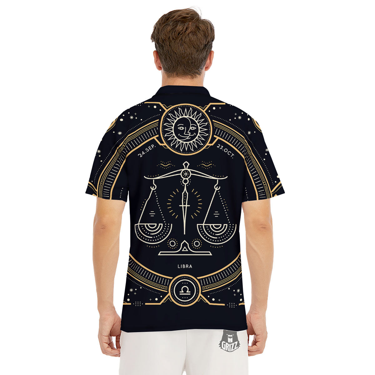 Zodiac Sign Vintage Libra Print Men's Golf Shirts-grizzshop