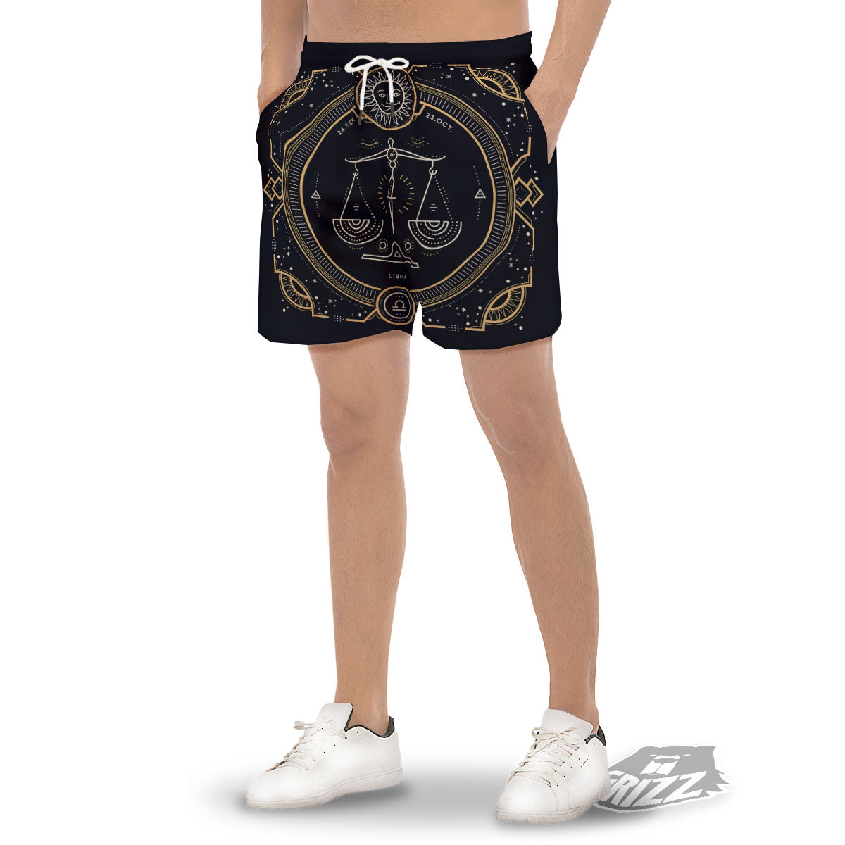 Zodiac Sign Vintage Libra Print Men's Gym Shorts-grizzshop