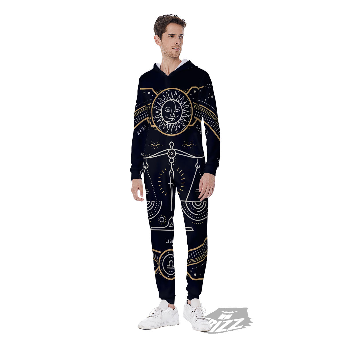 Zodiac Sign Vintage Libra Print Men's Jumpsuit-grizzshop