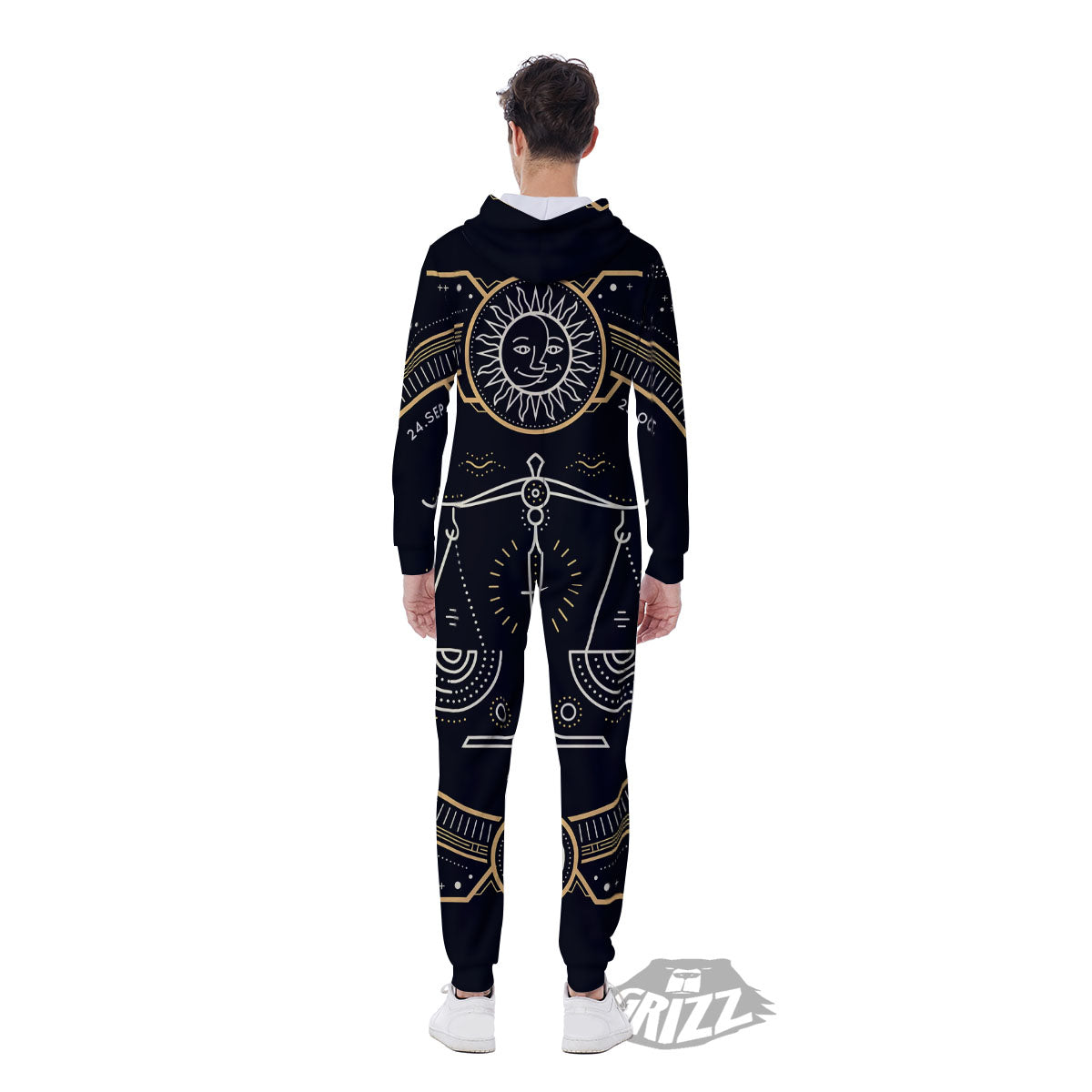 Zodiac Sign Vintage Libra Print Men's Jumpsuit-grizzshop