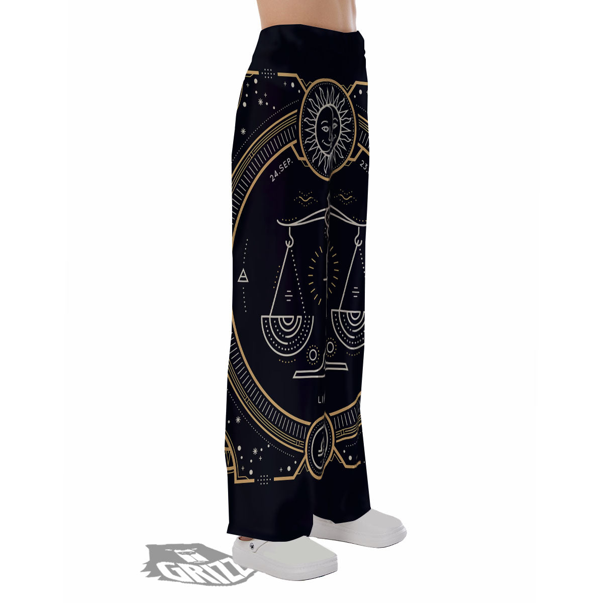 Zodiac Sign Vintage Libra Print Pajama Pants-grizzshop