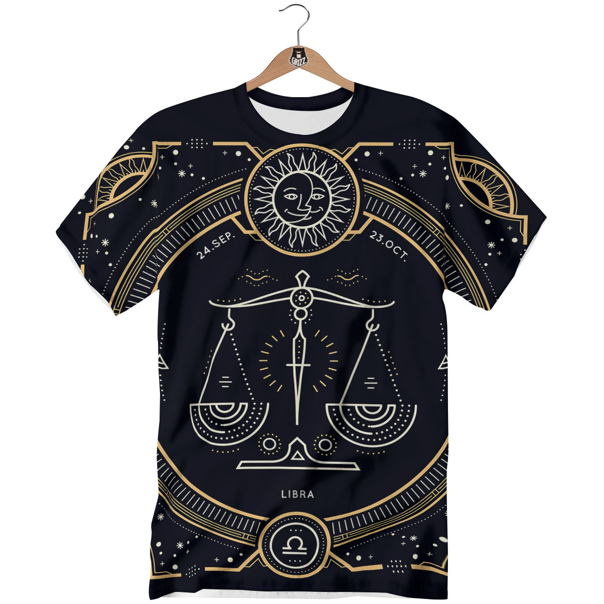 Zodiac Sign Vintage Libra Print T-Shirt-grizzshop
