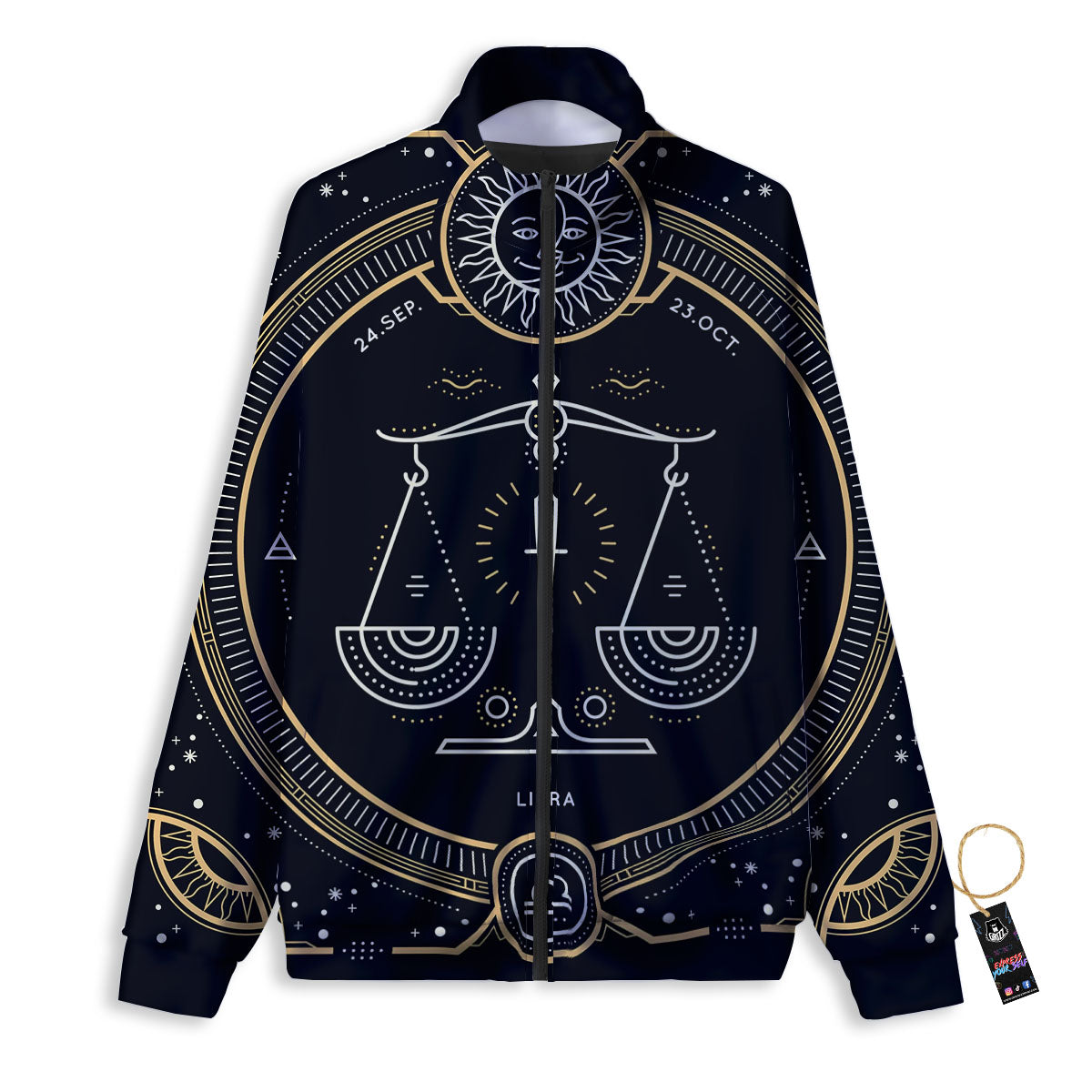 Zodiac Sign Vintage Libra Print Track Jacket-grizzshop